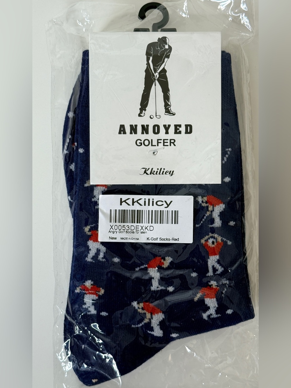 Men’s Navy Golf Crew Socks with Red Accents Size - one size (10-13)